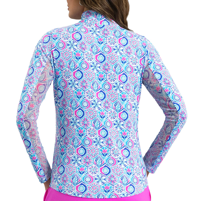 IBKUL 2026 Alexis Print Long Sleeve Mock Polo