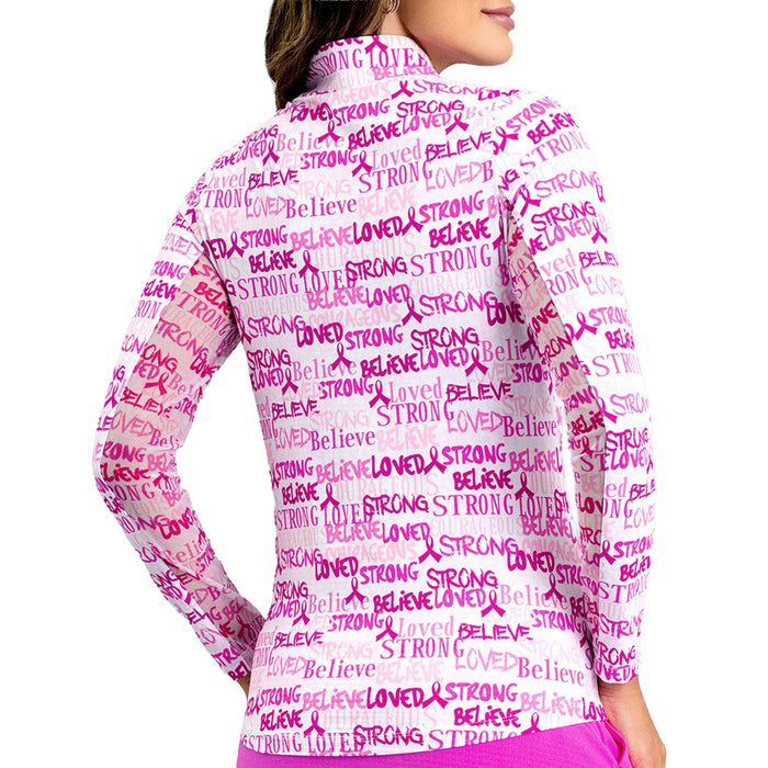 IBKUL 2026 Believe Print Long Sleeve Mock Polo