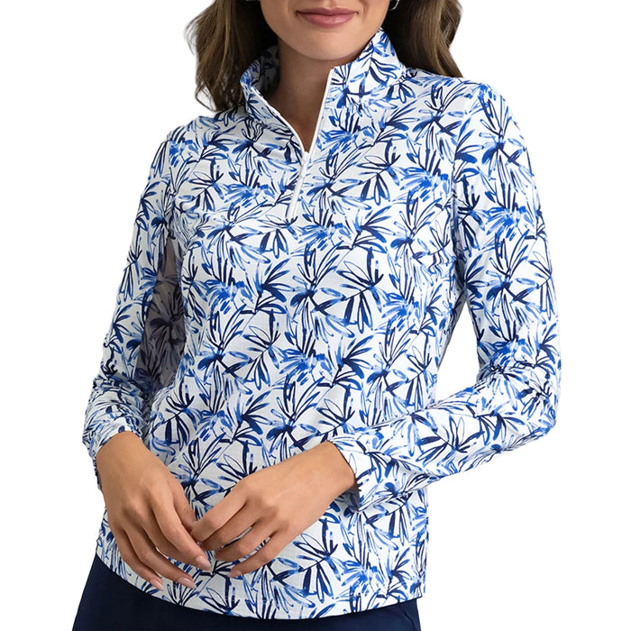 IBKUL 2026 Ladies Norma Print Long Sleeve Mock Polo