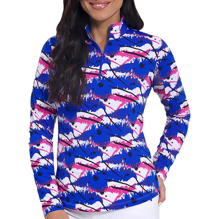 IBKUL Ladies 2025 Lizzy Print Long Sleeve Mock Neck Top