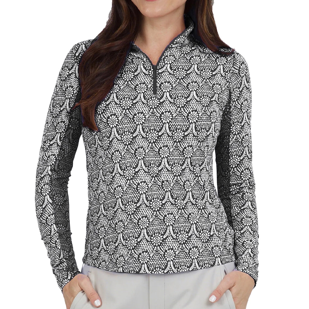 ibkul long sleeve zip mock neck