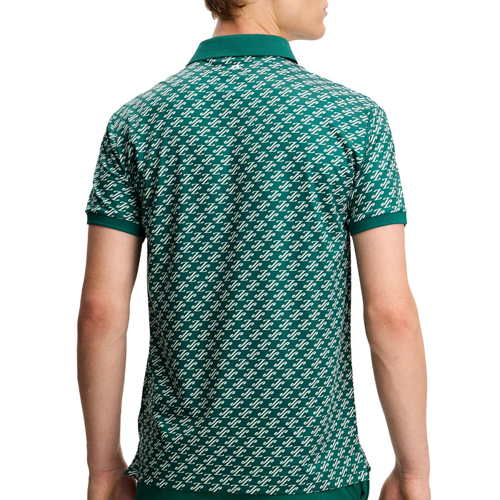 J.Lindberg 2026 Tour Tech Print Polo Shirt - Cardi Jacquard S Forest