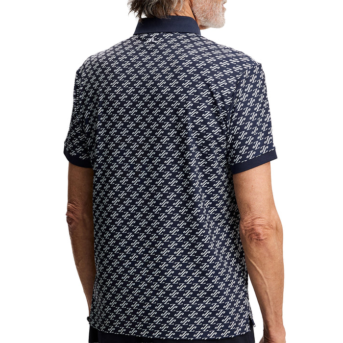 J.Lindberg 2026 Tour Tech Print Polo Shirt - Cardi Jacquard S - Navy