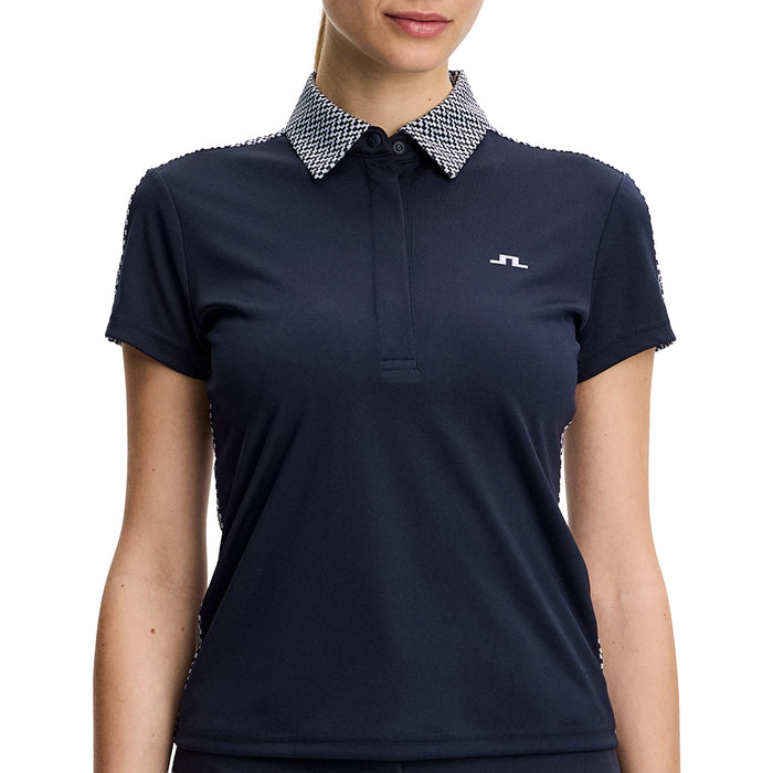 J.Lindeberg Ladies 2026 Cara Print Polo Shirt - Navy