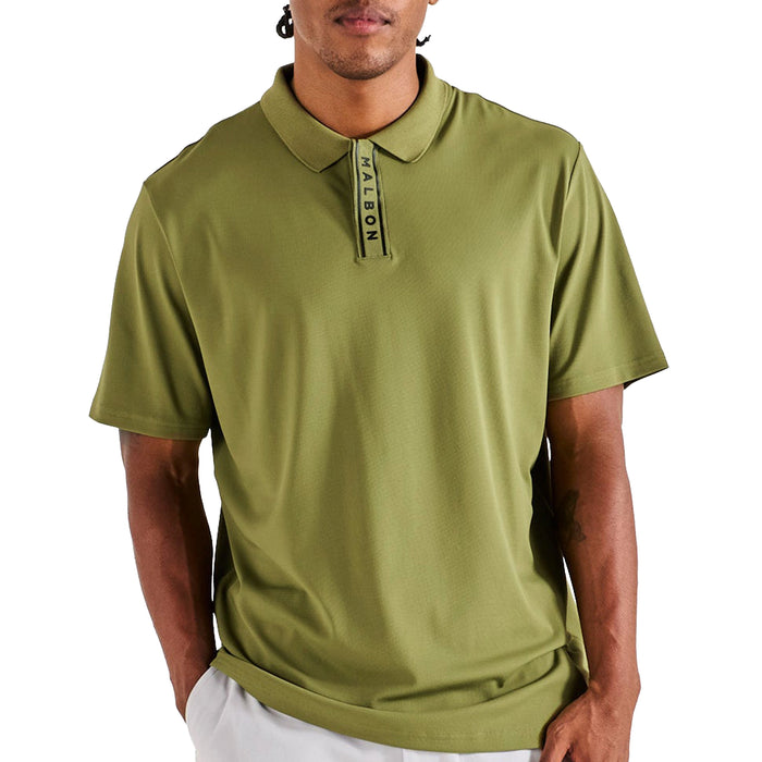 Malbon 2026 Block Placket Polo Shirt - Military Green
