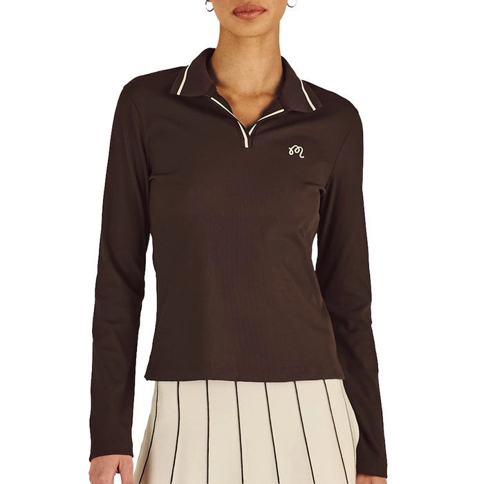 Malbon Ladies 2026 Aleja Long Sleeve Polo Shirt - Brown