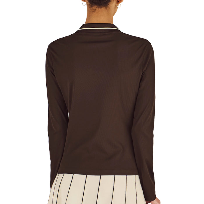 Malbon Ladies 2026 Aleja Long Sleeve Polo Shirt - Brown