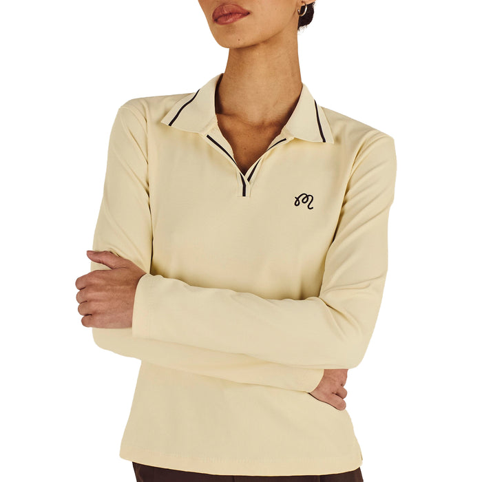 Malbon Ladies 2026 Aleja Long Sleeve Polo Shirt - Light Yellow