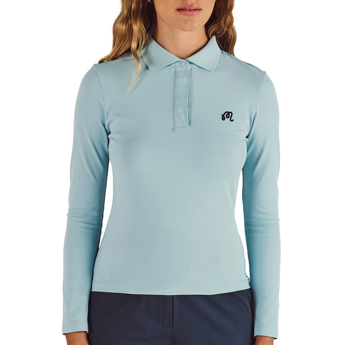 Malbon Ladies 2026 Venus Longsleeve Polo Shirt - Light Blue