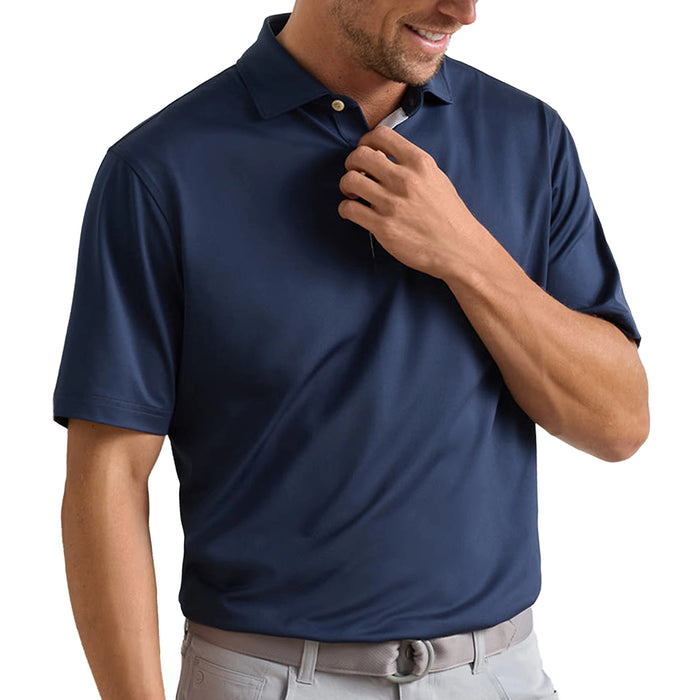 Peter Millar 2026 Solid Colour Performance Jersey Polo Shirt - Navy
