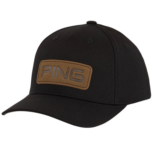 PING 214 Clubhouse Snapback Cap in Black with faux leather PING logo on the front