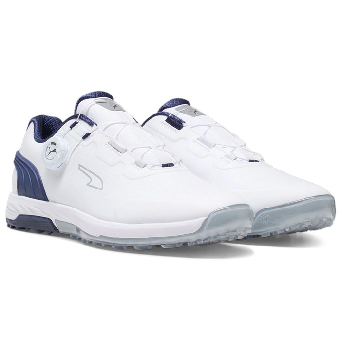 Puma Alphacat Nitro Disc Golf Shoes in White, Navy, Ash-Gray and Silver - Hero