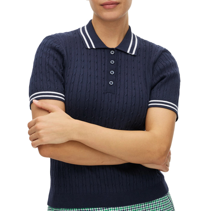 Rohnisch Ladies 2026 Classic Cable Polo Shirt - Navy