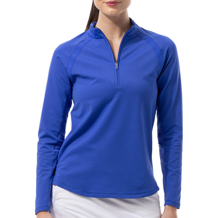 SanSoleil 2026 Long Sleeve Solid Mock Neck with Mesh Detail
