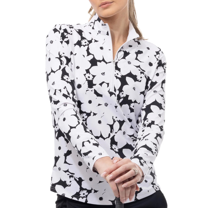 San Soleil Ladies 2025 SolAir Cool Print Quarter-Zip Mock Top