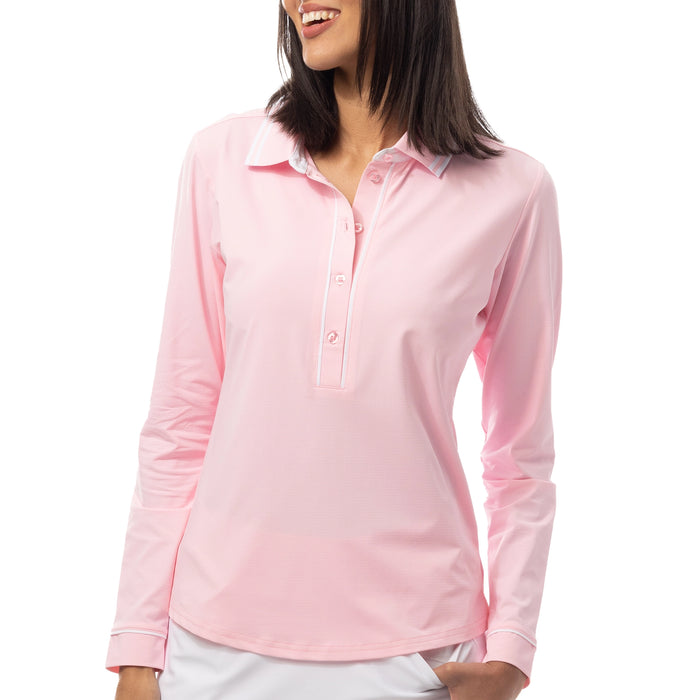 San Soleil Ladies 2026 SolAir Cool Long Sleeve Solid Polo Shirt - Petal