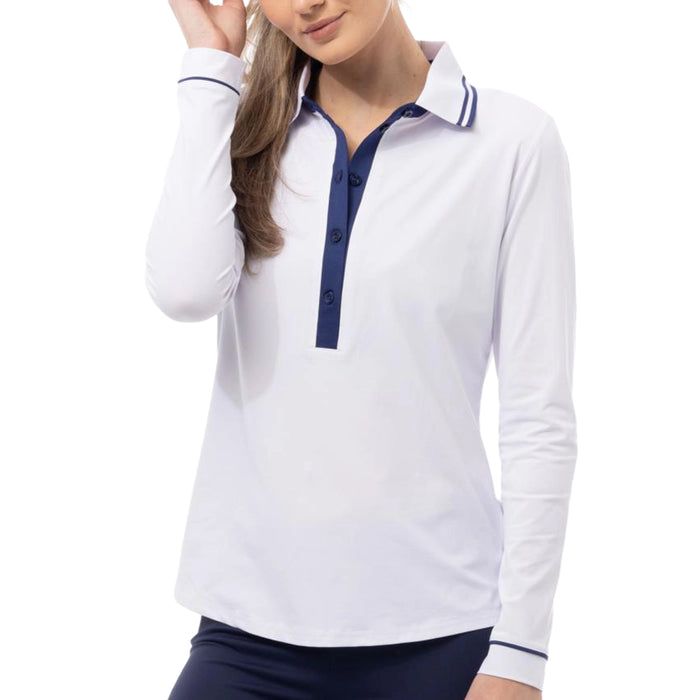 San Soleil Ladies 2026 SolAir Cool Long Sleeve Solid Polo Shirt - White