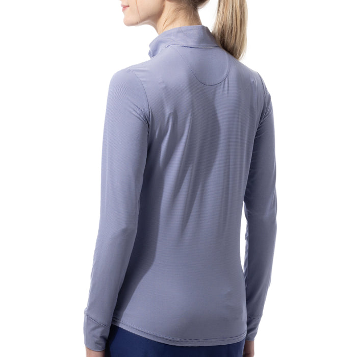 San Soleil Ladies 2026 SolMélange Long Sleeve Stripe Mock - Midnight/White
