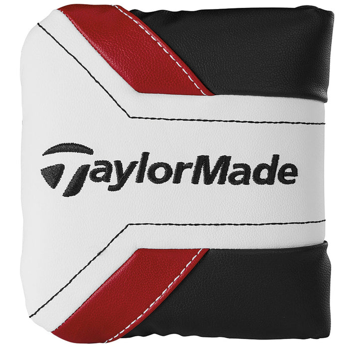 TaylorMade Spider Mallet Headcover in White Black and Red and featuring the TaylorMade logo in black stitching