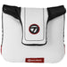 TaylorMade Spider Mallet Headcover in White Black and Red and featuring the TaylorMade logo in black stitching
