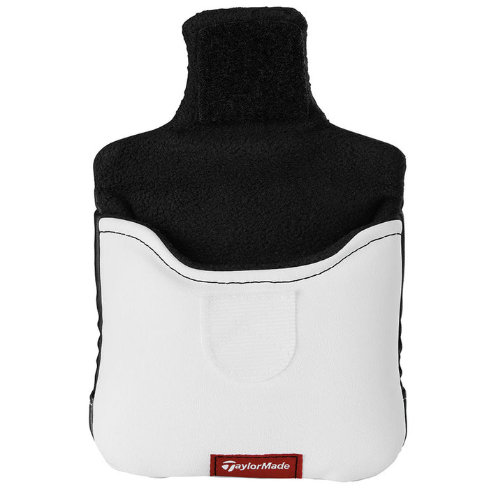 TaylorMade Spider Mallet Headcover in White Black and Red and featuring the TaylorMade logo in black stitching
