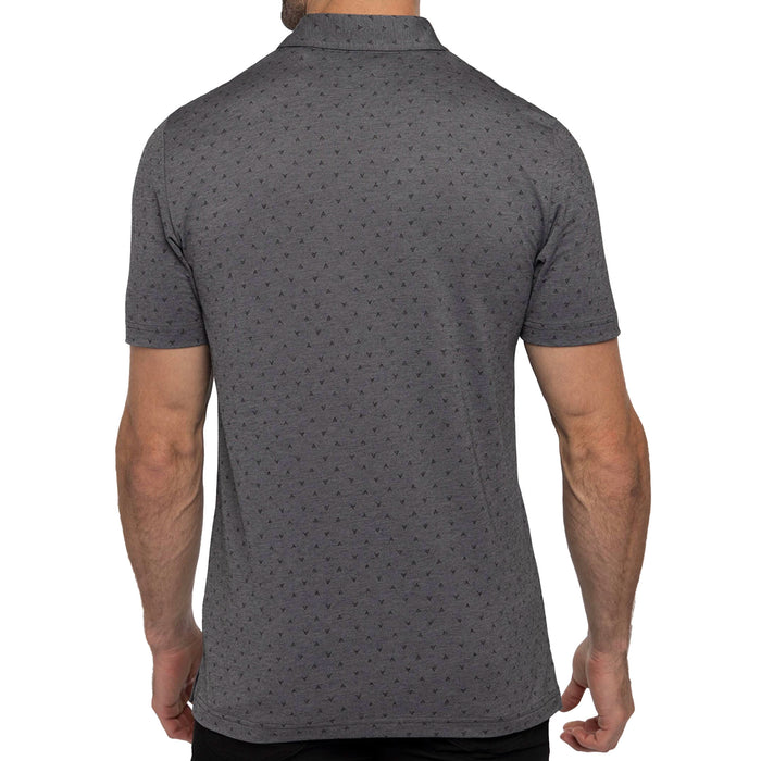 Travis Mathew Change of Address Polo Shirt in Heather Dark Grey with a small-scale geo print