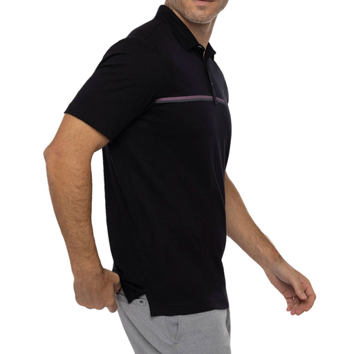 Travis Mathew High Surf Polo Shirt side view in black