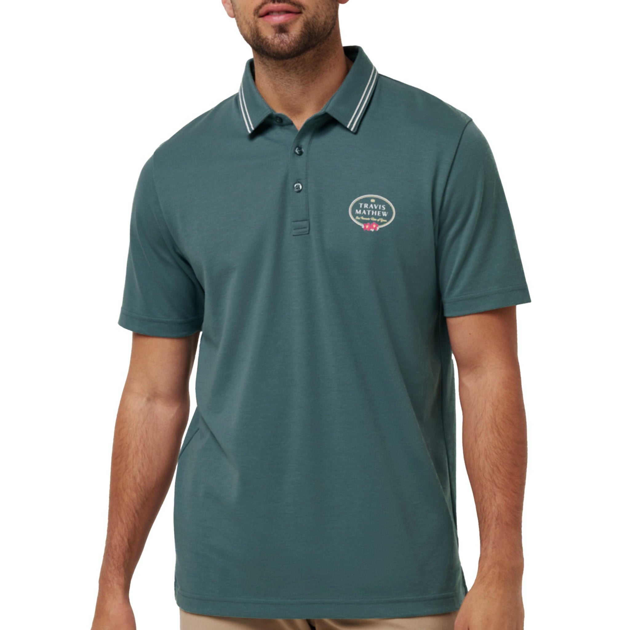 TravisMathew 2025 Patron Parade Polo Shirt Silver Pine S