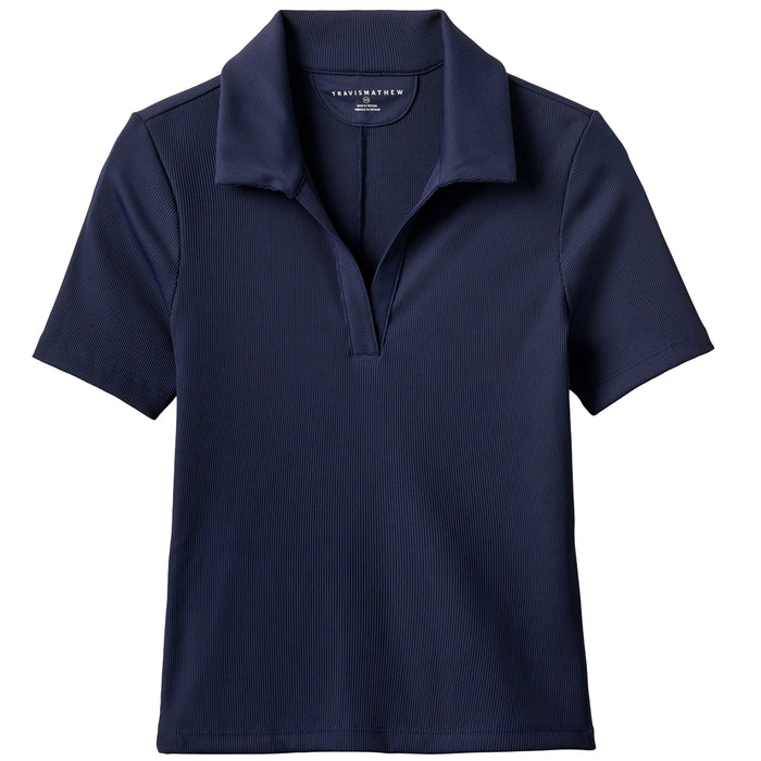 TravisMathew Ladies 2026 Moveknit V-Neck Polo Shirt - Navy Blazer