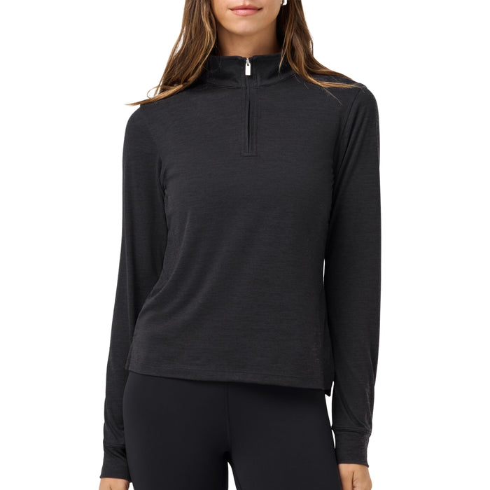 TravisMathew Ladies 2026 Skyloft Light Long Sleeve Polo Shirt - Heather Black