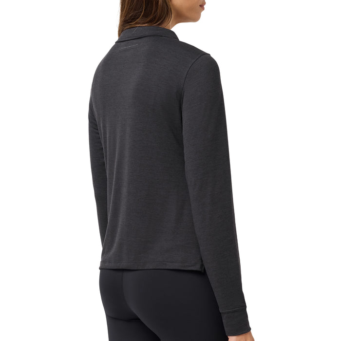 TravisMathew Ladies 2026 Skyloft Light Long Sleeve Polo Shirt - Heather Black