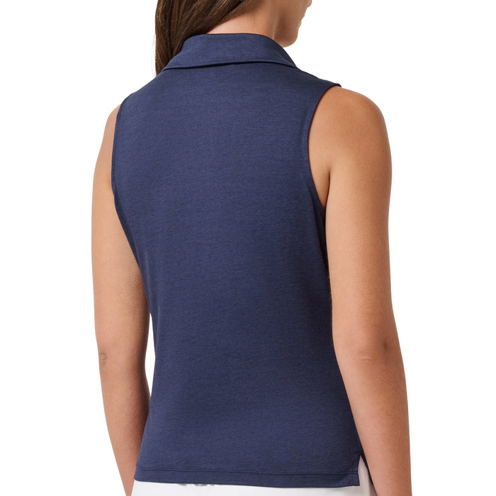 TravisMathew Ladies 2026 Skyloft Light Sleeveless Polo Shirt - Heather Navy Blazer