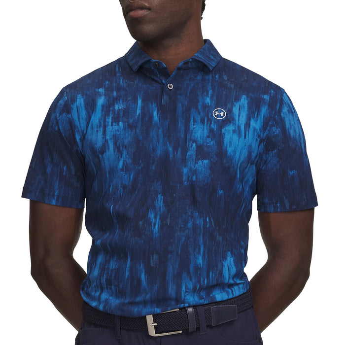 Under Armour 2026 Drive Chill Printed Polo Shirt - Aegean Blue/Midnight Navy/White