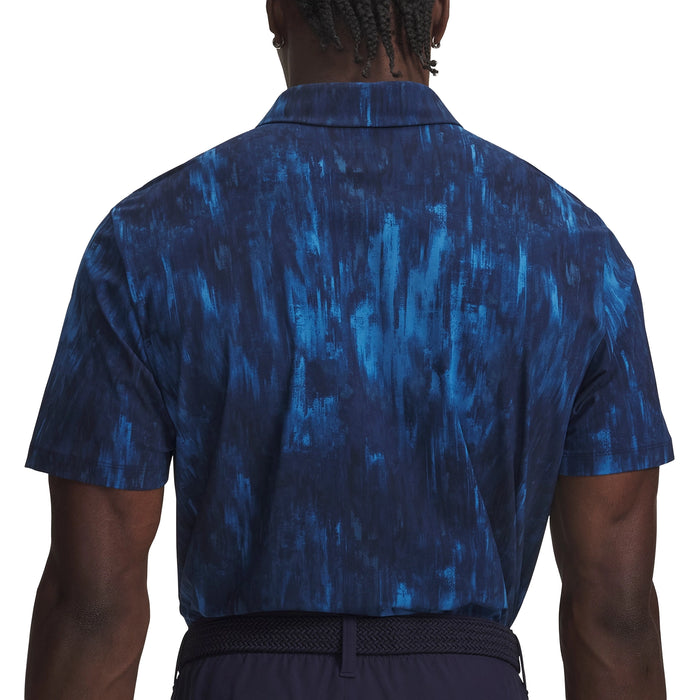 Under Armour 2026 Drive Chill Printed Polo Shirt - Aegean Blue/Midnight Navy/White