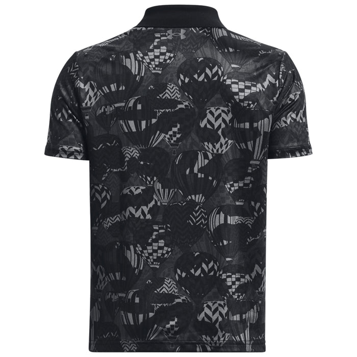 Under Armour Junior Boys Performance Printed Polo Shirt in Black and Pitch Grey