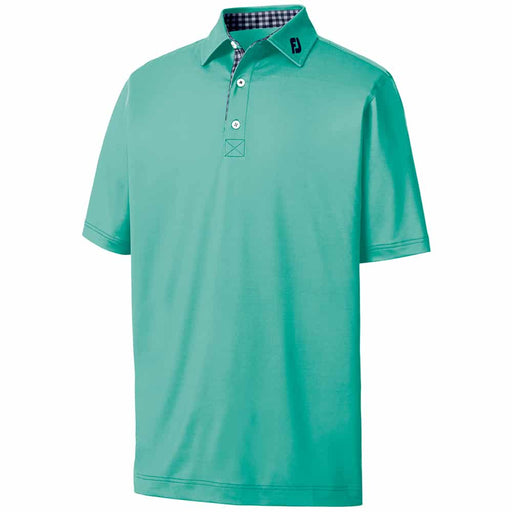 FootJoy Athletic Fit Lisle Solid Gingham Trim Polo Shirt Spearmint