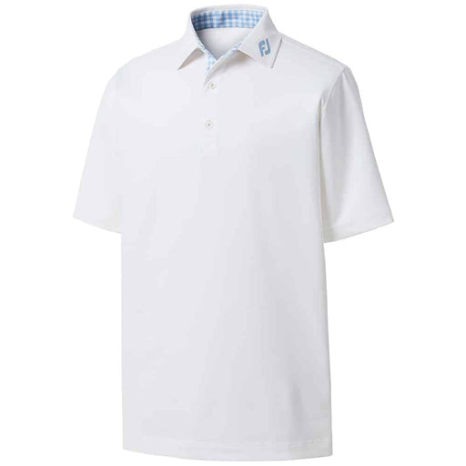 FootJoy Athletic Fit Lisle Solid Gingham Trim Polo Shirt White