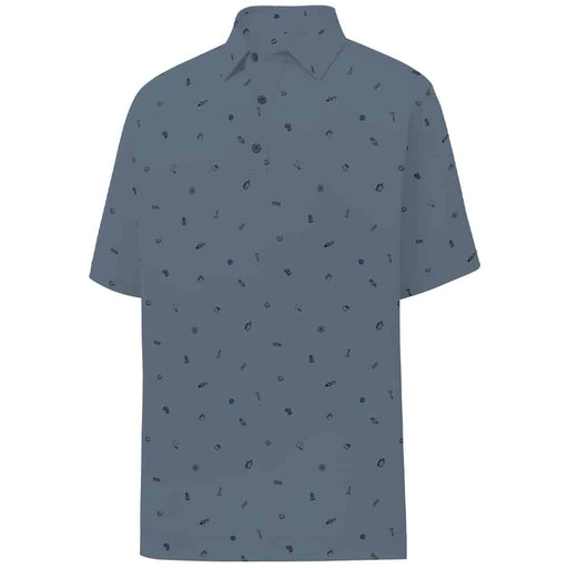 FootJoy Athletic Fit Golfbag Doodle Print Lisle Polo Shirt Graphite