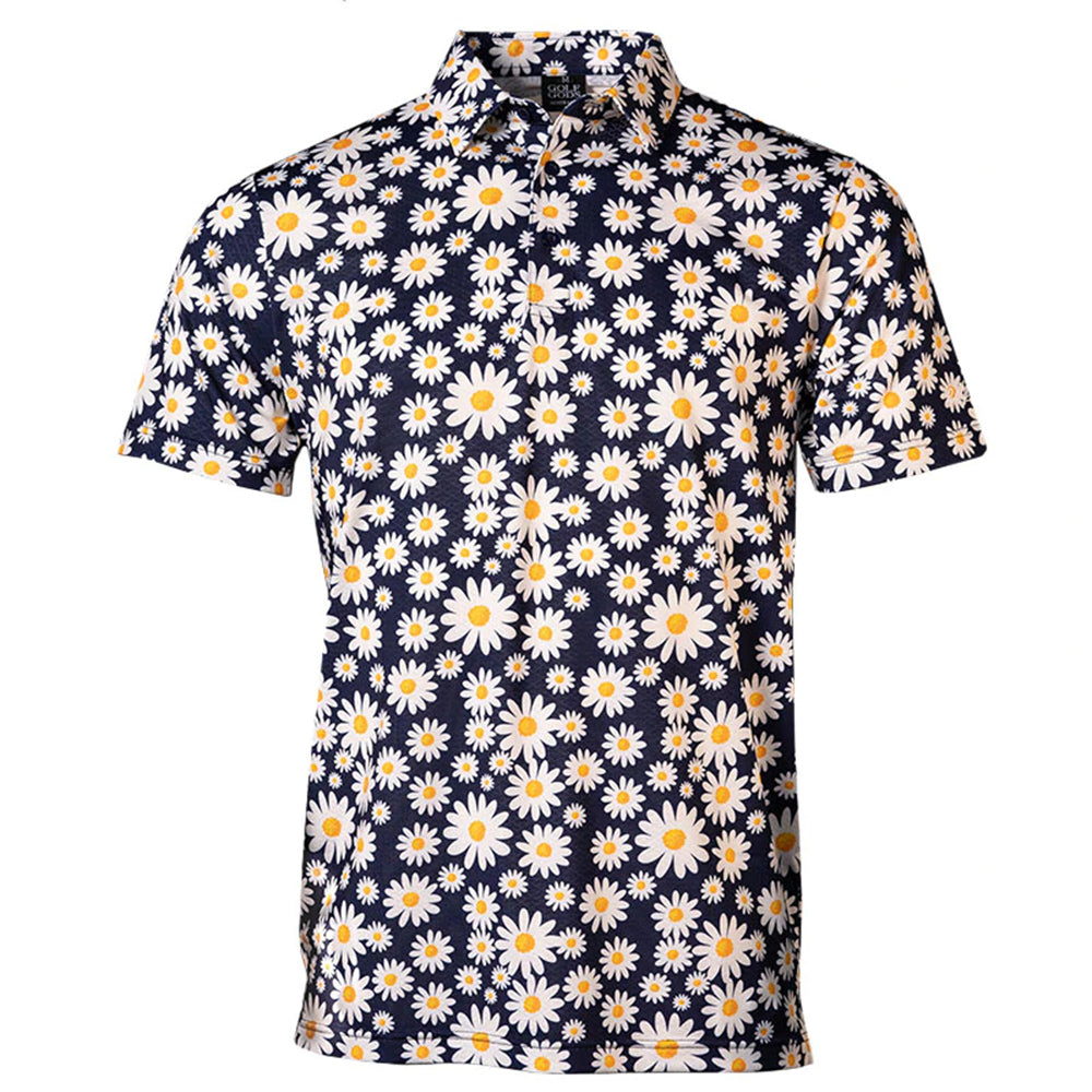 Golf Gods Cool Tech Performance Daisy Flower Polo Shirt — The House of Golf