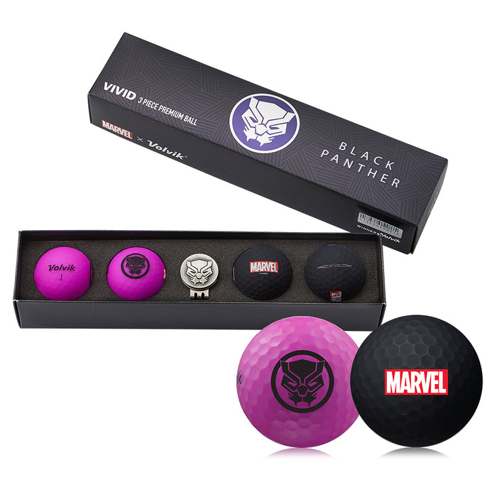 Marvel x Volvik Vivid 4 Ball Gift Pack Black Panther