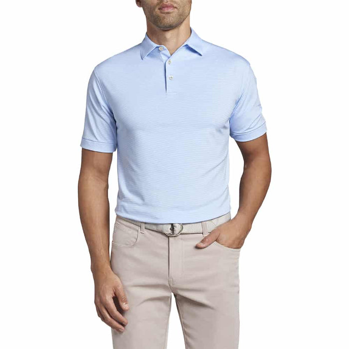 Peter Millar Jubilee Stripe Performance Jersey Polo Cottage Blue Model Front