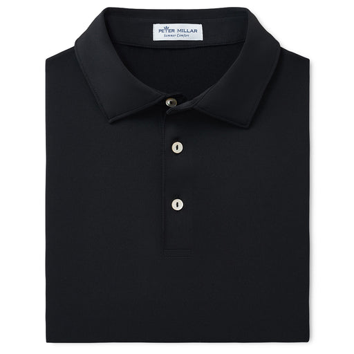 Peter Millar Solid Performance Stretch Jersey Polo Shirt Black Model Front