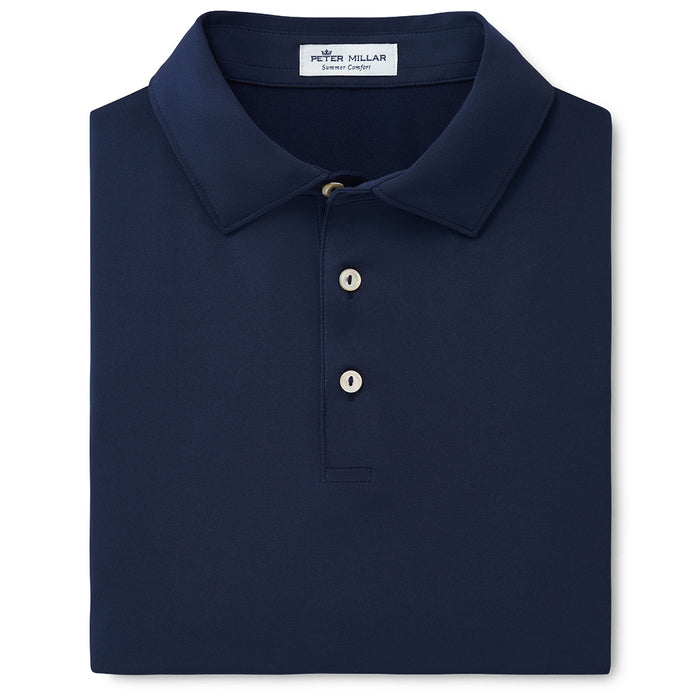 Peter Millar Solid Performance Stretch Jersey Polo Shirt Navy Model Front