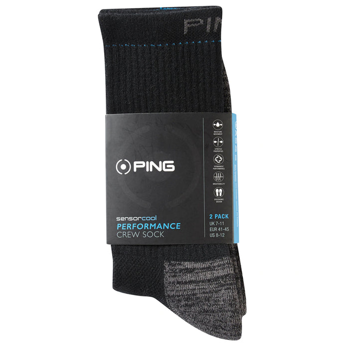 PING SensorCool Crew 2 Pack Socks Black