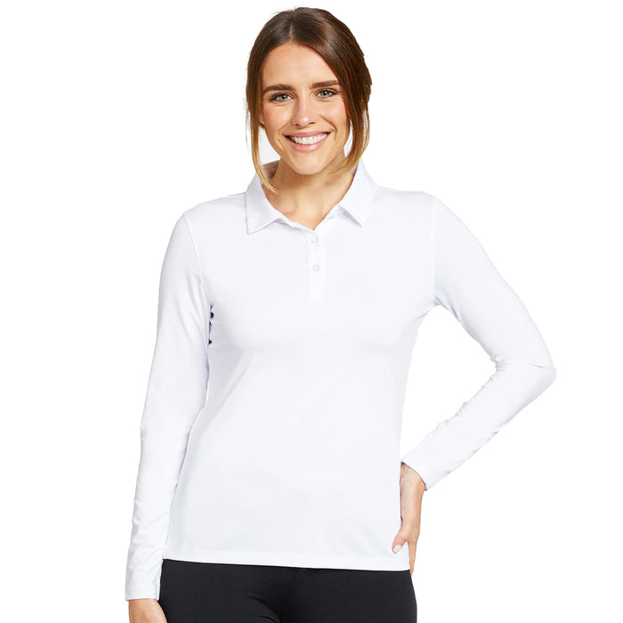 Solbari Active Long Sleeve Womens Polo Shirt White Front