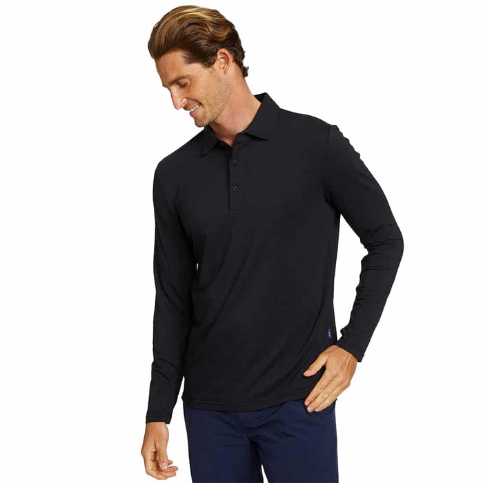 Solbari Sensitive Long Sleeve Polo Shirt Black