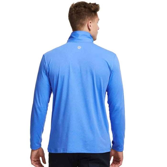Solbari Sensitive Long Sleeve Polo Shirt Blue Back