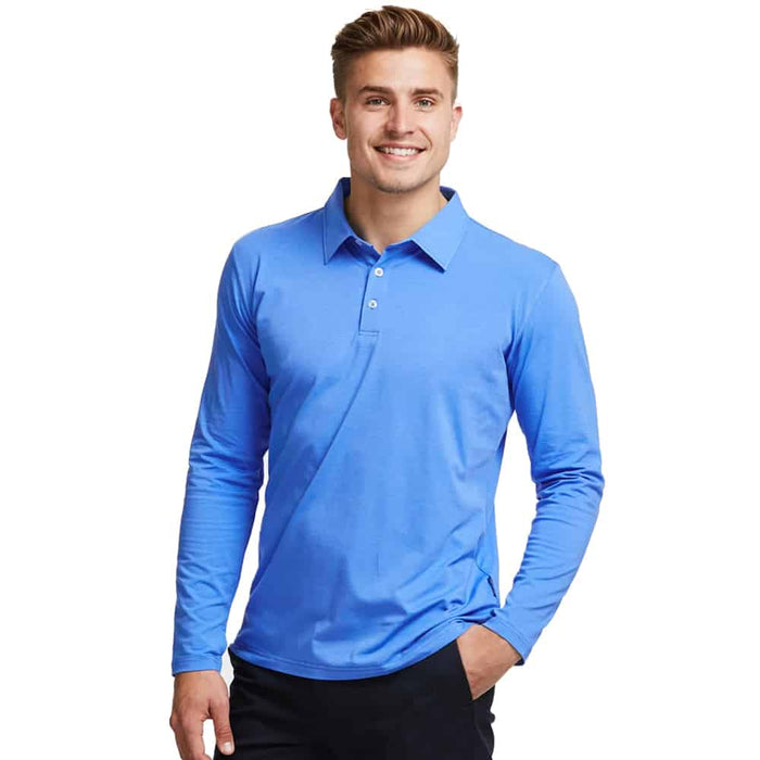 Solbari Sensitive Long Sleeve Polo Shirt Blue