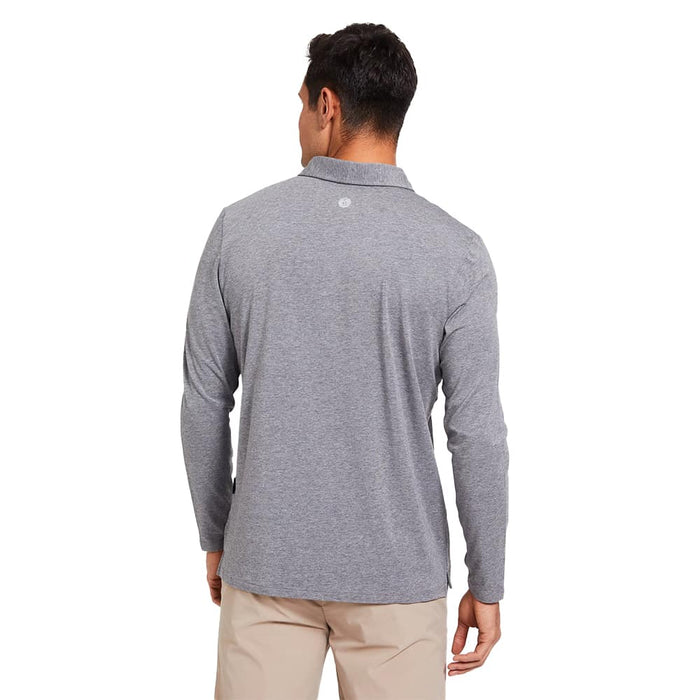 Solbari Sensitive Long Sleeve Polo Shirt Dark Grey Marle Back