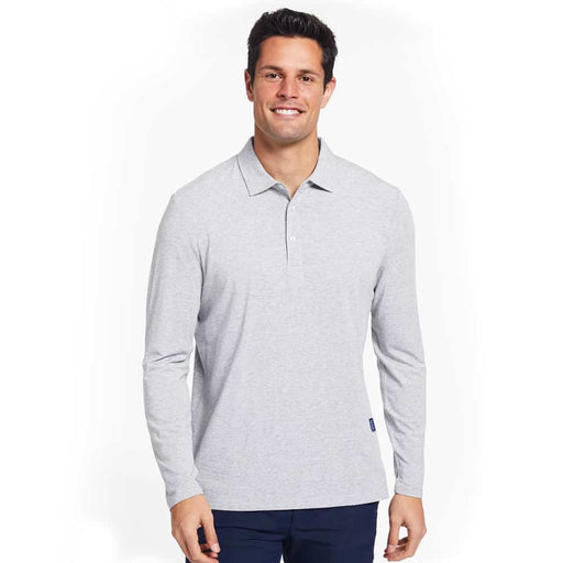 Solbari Sensitive Long Sleeve Polo Shirt Light Grey Marle